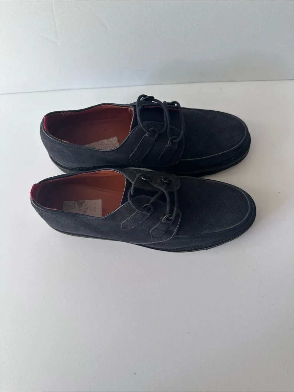 Oliver Spencer Navy Blue Suede Quilted Creepers